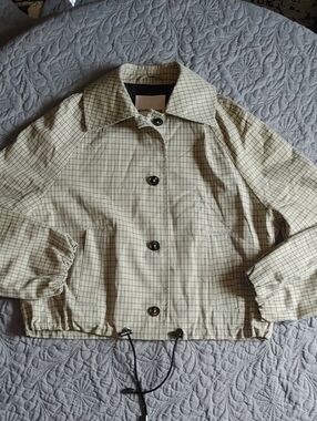 Boot Legger Plaid Button-Front Crop Jacket  (Medium?)